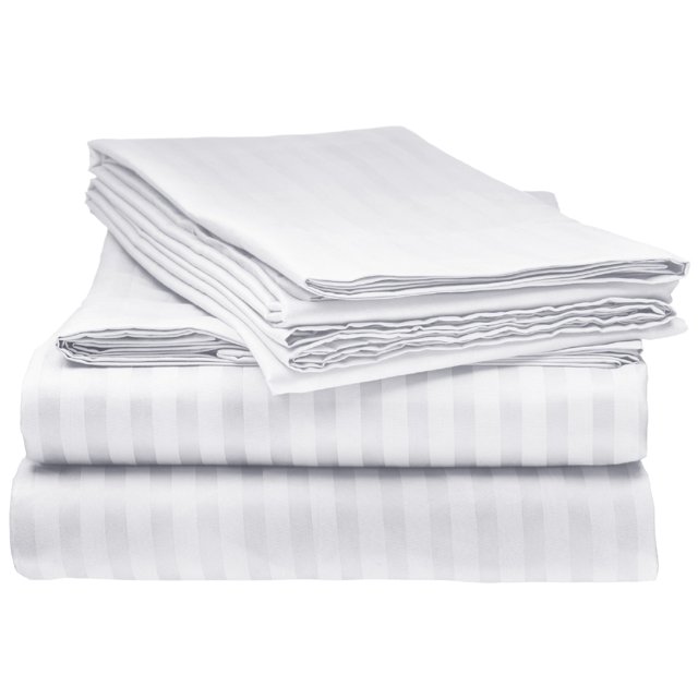 ELAINE KAREN 1800 Series - Soft Brushed Microfiber - Striped TWIN Bed Sheet Set, White