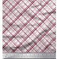 thumbnail image 1 of Soimoi Red Poly Georgette Fabric Diagonal Check Printed Fabric 1 Yard 52 Inch Wide, 1 of 5