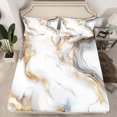 thumbnail image 2 of Grey White Marble Bed Sheets Set Metallic Marble Sheet Set Full Size Bronzing Stone Pattern Sheets Modern Abstract Art Bed Set For Kids Teens Bedroom Decor, 2 of 7