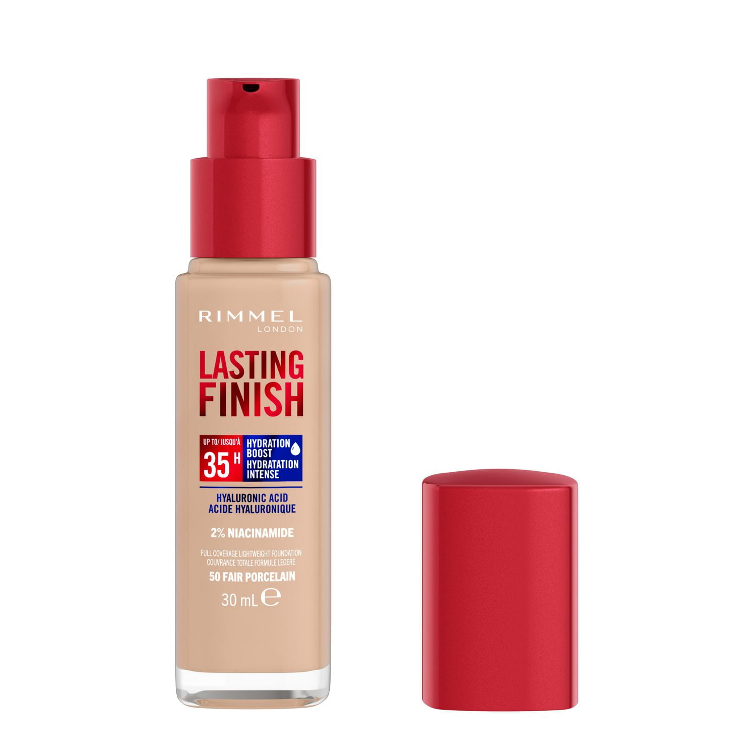 Rimmel Lasting Finish 35 Hour Fond de teint, longue tenue, hydratant, formule végétalienne, couvrance totale