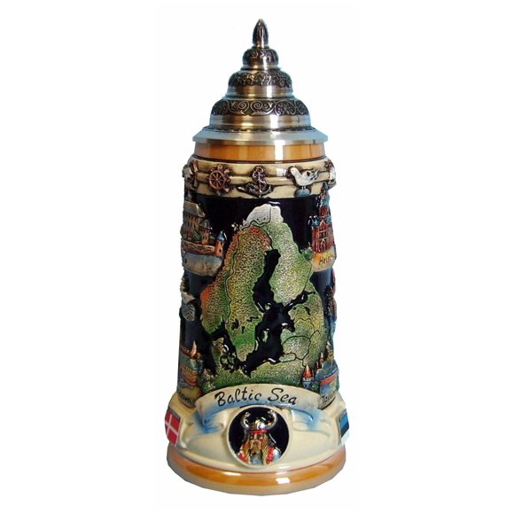 German Beer Stein Baltic Sea Panorama Stein 0.75 liter tankard, beer mug