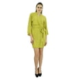 thumbnail image 3 of Bimba Peignoir Court Uni pour Femmes avec Ceinture, Modal Doux en Coton, Enveloppant, Rond, Uni, 3 of 6