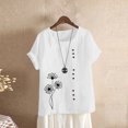 thumbnail image 1 of Pisexur T-Shirts Surdimensionnés Mode Pissenlit Graphique d'Été Femmes en Lin de Coton Tops 2024 Col Rond Manches Courtes, 1 of 5