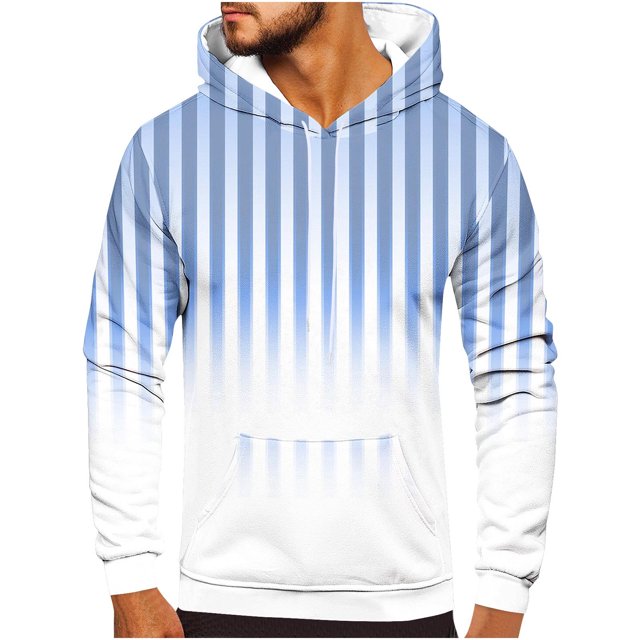 Rbaofujie Sweat à Capuche pour Hommes Mode Décontractée Col Rond Poches Dégradé Imprimé Pull Manches Longues