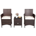 thumbnail image 2 of Patiojoy 3 Pieces Patio Rattan Conversation Furniture Wicker Chairs with Coffee Table & Cushions White, 2 of 7