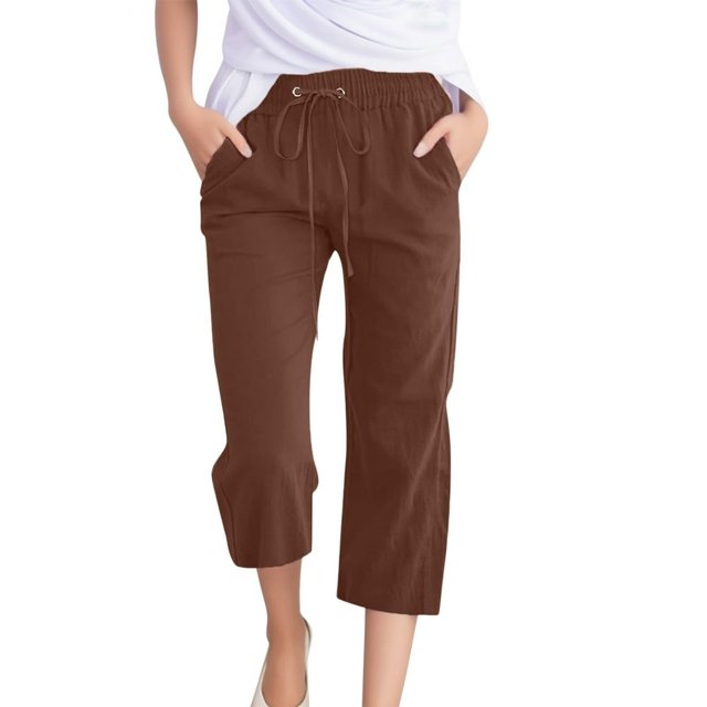 Women Comfortable High Waisted Wide Leg Pants Drawstring Elastic Trousers Comfy Straight Leg Long Pants With Pockets