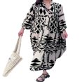 thumbnail image 1 of Women Long Dress  Long Sleeve Button-down Geometric Print Bohe Dress, 1 of 5
