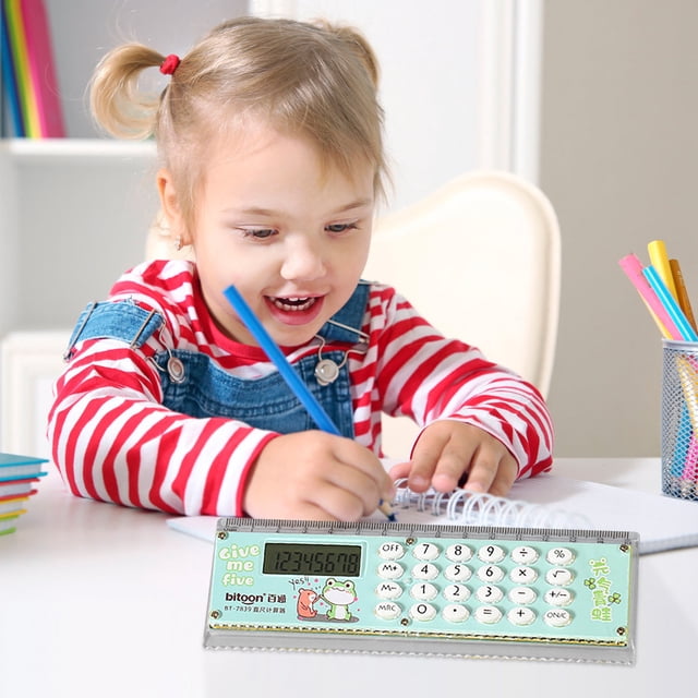 Straight Ruler Calculator Student Supplies Learning Stationery Ruler Mini Mini Electronic Gift Calculator