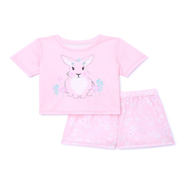 Ensemble de Pyjama Haut à Manches Courtes et Shorts pour Filles 2 Pcs Tailles 4-18