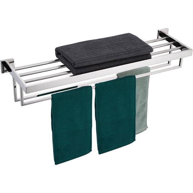 Matte Towel Rack ‘‘ Bathroom Towel Shelf with Double Towel Bars SUS Stainless Steel Wall Mounted BBK