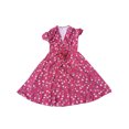 thumbnail image 1 of UKAP Robe Longue pour Femme à Imprimé Floral, Robes Midi à Manches Courtes, Robe d'Été de Plage, Caftan de Fête, Rouge Vin, P, 1 of 9