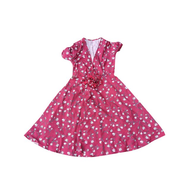 UKAP Robe Longue pour Femme à Imprimé Floral, Robes Midi à Manches Courtes, Robe d'Été de Plage, Caftan de Fête, Rouge Vin, P