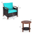 thumbnail image 2 of Patiojoy 3-Piece Patio Rattan Bistro Set Acacia Wood Frame Sofa and Side Table Turquoise, 2 of 10