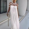 thumbnail image 2 of XDZJLR Robe Femme à Bretelles Spaghetti Dos Nu Maxi Moulante Cocktail Fête Longue Robe de Vacances, 2 of 6