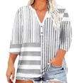 thumbnail image 1 of Women's Plus Size Casual V Neck Button Down Shirts, 3/4 Sleeve Loose Fit Tunic Tops, Comfortable Blouses for Home, Daily Wear, Summer Layering, 1 of 5