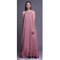 thumbnail image 3 of Bimba Rose Pâle2 Nuisette Artistique à Fleurs pour Femmes, Nuisette Imprimée à Bretelles Spaghetti, Robe Maxi de Nuit, Très Grand, 3 of 5