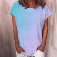 thumbnail image 2 of Pompotops Femmes Décontracté Dégradé Couleur Manches Courtes T-Shirt Tunique Chemisier Tops, 2 of 5