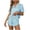 Blue, variant on Kelon Women Pajama Sets Clearance Women's Linen Shirt Silk Pajama Set For Women Shorts And Top Summer Sets Satin Button Up Pajamas Comfy 2 Sleepwear Sets