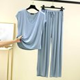 thumbnail image 2 of Yuyuzo Womens Pajama Set 2 Piece Short Sleeve V Neck Top Homewear Drawstring Pants Fall Comfy Pj Sets, 2 of 4