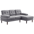 thumbnail image 1 of HOMCOM L-Shape Sofa with Right Chaise Lounge and Rubber Wooden Legs, Grey, 1 of 10