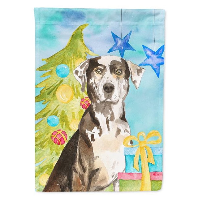 Carolines Treasures CK1882GF Christmas Tree Catahoula Leopard Dog Garden Size Flag