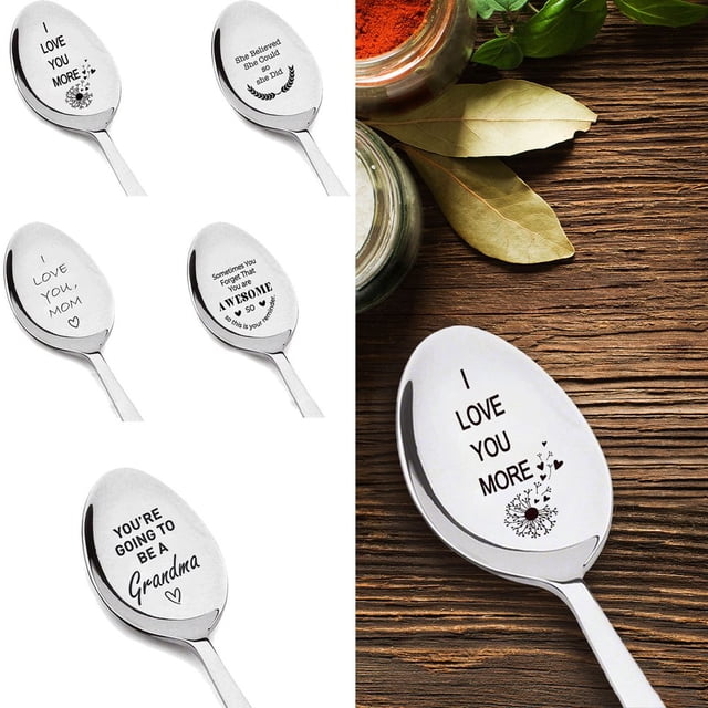 1Pc Stainless Steel Coffee Spoon Dessert Spoon Engraved Spoon Valentine\‘S Day Personalized Gift Couple Spoon