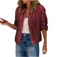 thumbnail image 2 of Simua Veste à Paillettes pour Femmes Mode Décontractée Manches Longues Fermeture Éclair Frontale Blazer Bomber de Fête avec Poches, 2 of 7