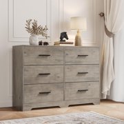 Ourlova 6 Drawer Double Dresser 47 inch Wide Dresser Tv Stand Modern Chest of Drawers for Bedroom