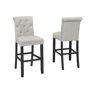 Brassex Inc Soho Tufted 29' bar Stool, Set of 2, Beige