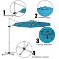 thumbnail image 4 of Costway 11' Patio Cantilever Offset Umbrella 360Degree Rotation Outdoor Tilt W/Base Turquoise, 4 of 8