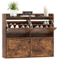 thumbnail image 1 of HOMCOM 4 Flip Drawer Shoe Cabinet, Slim Shoe Storage Cabinet, Rustic Brown, 1 of 10