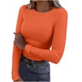 thumbnail image 1 of FAIWAD Women's Knit Long Sleeve Crop Tops Round Neck Basic Fall Winter Slim Stretch Ribbed Knit Top, 1 of 5