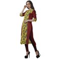 thumbnail image 4 of Moomaya Kurti Imprimée pour Femmes, Kurta Tunique Longueur Genou, Hauts à Col en V, Robe Grande Taille, 4 of 6