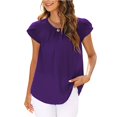 thumbnail image 4 of Babysbule Hauts Imprimés à la Mode pour Femmes, Manches Courtes, Col Rond, Couleur Unie, Coupe Ample, Haut d'Été pour Femmes, 4 of 5