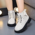 thumbnail image 4 of MIASHUI Girls Winter Boots Children Comfortable Lace-Up Side Zipper Work Boots,White,3.5-4 Years, 4 of 7