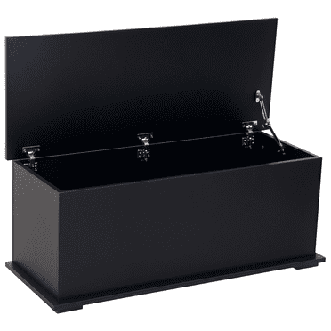 HOMCOM Coffre de Rangement à Dessus Relevable avec 2 Charnières de Sécurité, Couvercle à Rabat, Noir