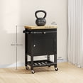 thumbnail image 3 of HOMCOM Kitchen Cart on Wheels with Towel Rack, Drawer and Cabinet, Black, 3 of 10
