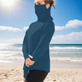 thumbnail image 1 of Ovbmpzd Womens Tops Sun Protection Dark Blue Long Sleeve Solid Breathable Tees Women Shirts XXL, 1 of 8