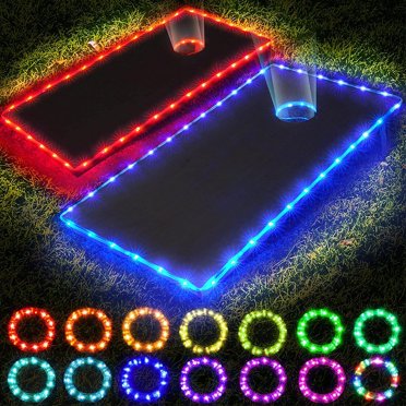 9.8ft/11.8ft 30/36 LEDs Cornhole Lights 2 Sets 16 Color RGB Remote Control Cornhole Edge and Ring Lights 4 Modes IP68 Waterproof Cornhole Night Light for Kids Playing Cornhole Game