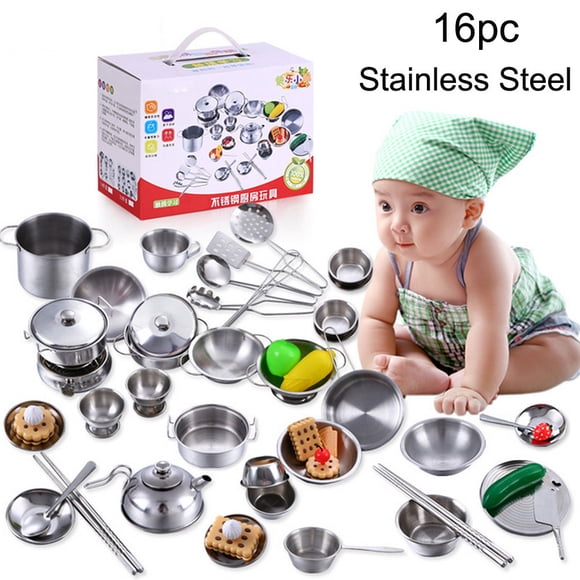 Big Save,HWRETIE Simulation Kitchen Toy Clearance,16 Pcs Set Kids Play House Kitchen Toys,Cookware Cooking Utensils Pots Pans Gift