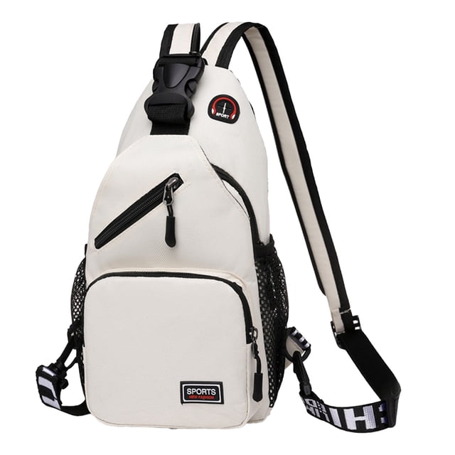 EGNMCR Zipper Lock Changeable Shoulder/Double Shoulder Strap Bag Messenger Backpack With Headphone Hole With 2 Side Mesh Pockets Strap Backpack Hiking Backp chest pack