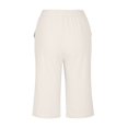 thumbnail image 3 of AherBiu Summer Shorts for Women Cotton Linen High Waisted Drawstring Lightweight Knee Length Shorts, 3 of 6