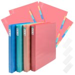 Yoobi 1/2 Inch Multicolor Binder & 8-Tab Divider Set - 4-Pack of 3-Ring Binders with 2 Pockets 4-Pack of Binder Organizer Tabs w/Blank Sticky Labels - Perfect for School Home or Office