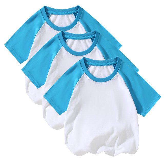 MeetoTime 3PC Kids Cotton Breathable Short Sleeve Basic Tees Solid Color Round Neck T-shirt for Boys Girls