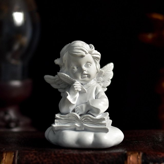 Baohd Figurine d'Ange Fille en Résine Gracieuse Statue Décorative Accent Bureau Écriture Réflexion 1Ensemble
