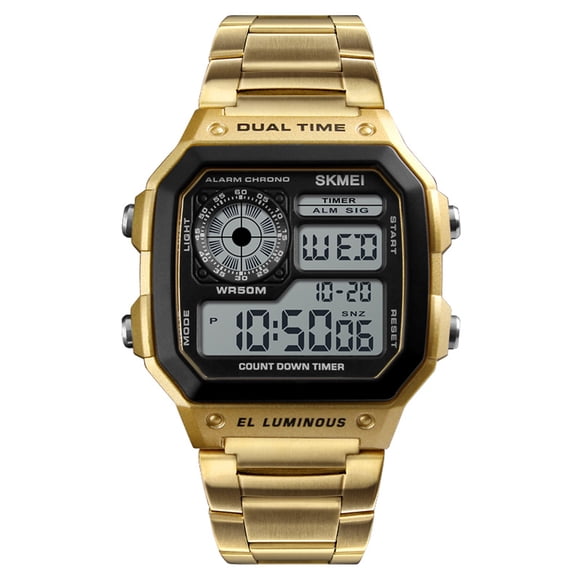 SKMEI Sport Stainless Steel Men Watch 5ATM Water-resistant Digital Backlight Man Wristwatch Male Relogio Musculino Chronograph