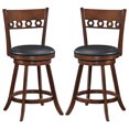 thumbnail image 1 of Gymax 2PCS 24.5'' Counter Height Bar Chairs Swivel Bar Stools w/ Rubber Wood Frame, 1 of 1