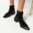thumbnail image 1 of Women's Winter Square Toe Serpentine Leather Stitching High Heel Zipper Ankle Boots, 1 of 7