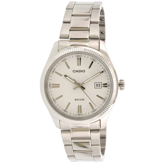 Casio Montre Habillée à Quartz en Acier Inoxydable Blanc pour Homme Enticer MTP1302D-7A1V