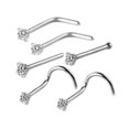 thumbnail image 4 of 6Pcs Nose Studs, Nose Screws Rings Set, Nose Rings for Women, Men Birthday Gifts Argent, 4 of 8